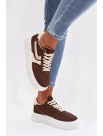 Dámské tenisky na platformě z eko semiše hnědé Cadrina Dámské tenisky na platformě z eko semiše hnědé Cadrina