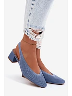 Materiálové dámské sandály na podpatku Modré Marcellé