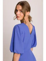 model 20966264 Šaty s puff rukávy modré - STYLOVE model 20966264 Šaty s puff rukávy modré - STYLOVE