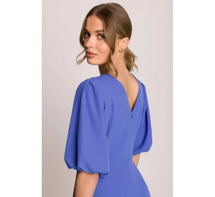model 20966264 Šaty s puff rukávy modré - STYLOVE model 20966264 Šaty s puff rukávy modré - STYLOVE