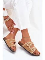 Dámske háčkované papuče so zlatými prackami - ťava Fenira