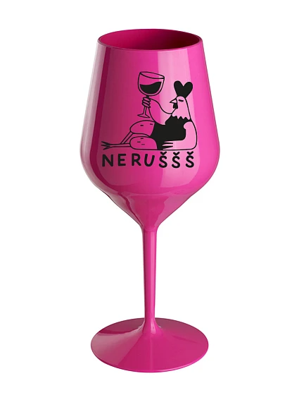 NERUŠŠŠ - ružový nerozbitný pohár na víno 470 ml