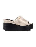 Módne dámske ponožky na klinoch GD-FL1601 zlaté a čierne - Goodin