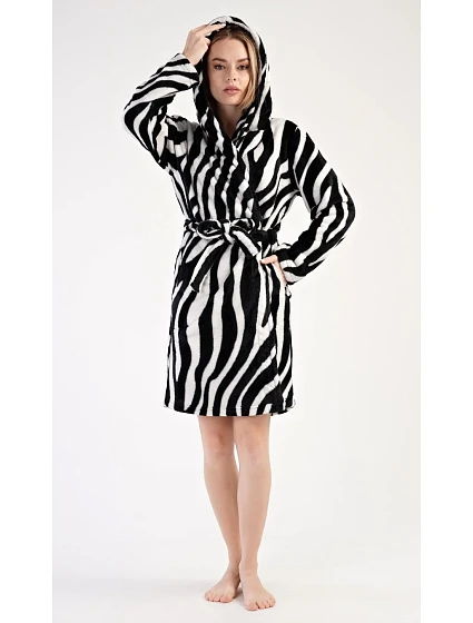Dámský župan krátký s kapucí Zebra Dámský župan krátký s kapucí Zebra