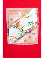 Blúzka s 3D grafikou vtáka červená