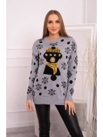 Vianočný sveter s medvedíkom sivý