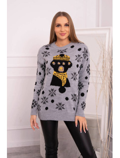 Vianočný sveter s medvedíkom sivý