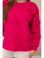Zateplená bavlněná mikina s ozdobnými mašlemi fuchsie Zateplená bavlněná mikina s ozdobnými mašlemi fuchsie