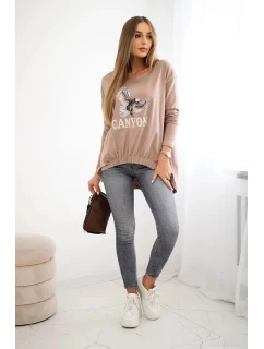 Dámská halenka s model 21138054 a nápisem Canyon velbloud - K-Fashion