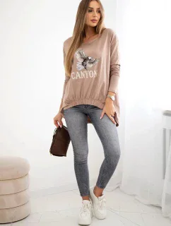 Dámská halenka s model 21138054 a nápisem Canyon velbloud - K-Fashion