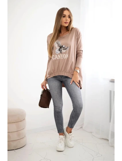 Dámská halenka s model 21138054 a nápisem Canyon velbloud - K-Fashion
