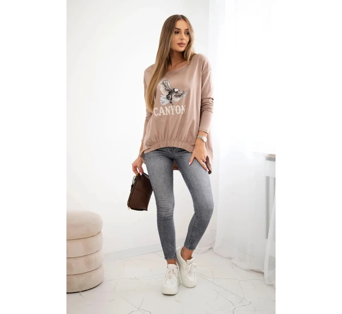 Dámská halenka s model 21138054 a nápisem Canyon velbloud - K-Fashion