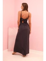 Dámské šaty na ramínka s rozšířeným spodkem grafitová