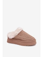 Dámské sněhule na platformě s kožešinou a tmavě béžové model 21788055 - Boto Dámské sněhule na platformě s kožešinou a tmavě béžové model 21788055 - Boto