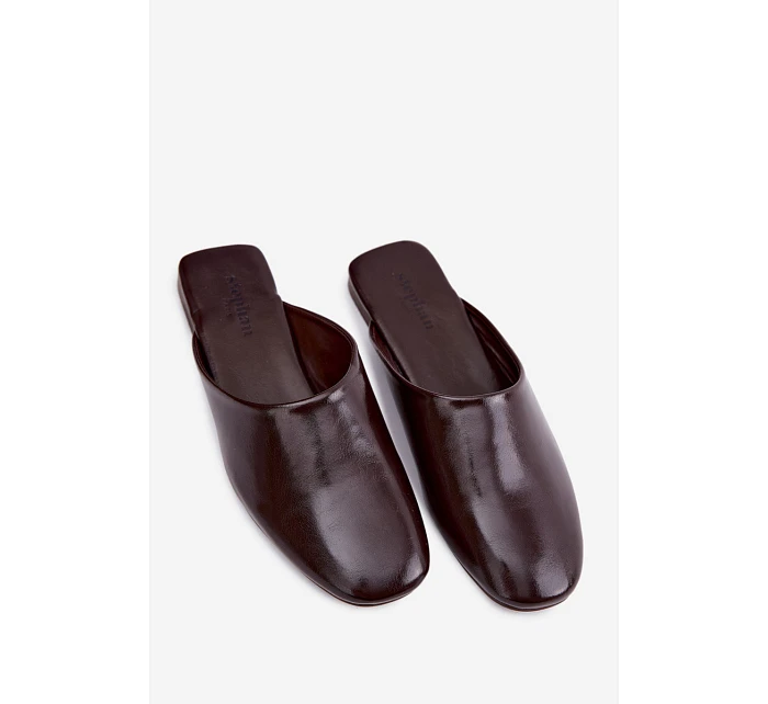 Dámské Mules z Umělé Kůže Ploché Čokoládové Romelle