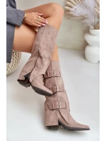 Topánky na podpätku s ohnutou holennou časťou a prackami Béžová Vamissa Topánky na podpätku s ohnutou holennou časťou a prackami Béžová Vamissa