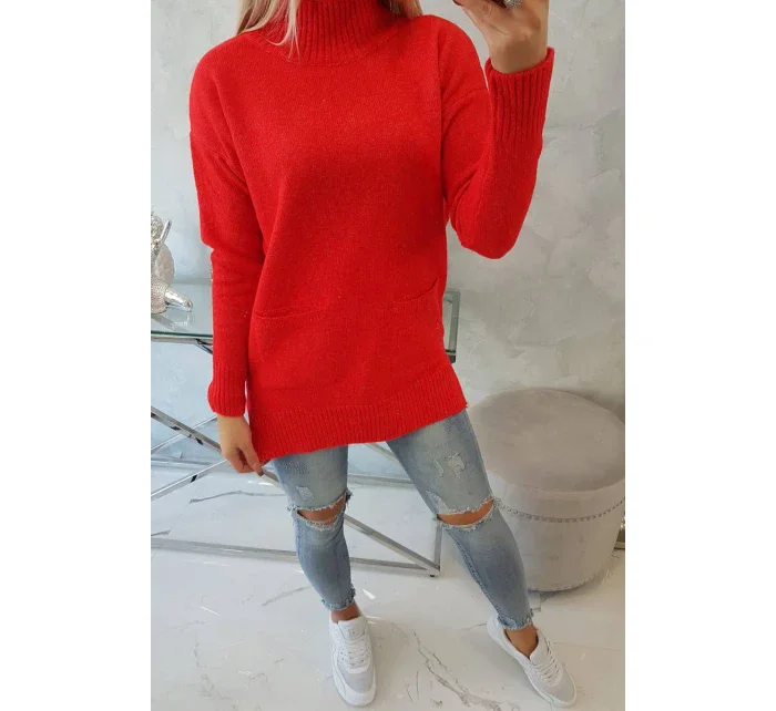 Sveter so stojačikom červený Sveter so stojačikom červený