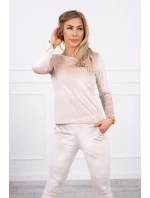 Velúrová súprava so zadným popruhom béžová Velúrová súprava so zadným popruhom béžová