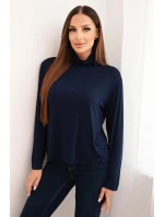Dámska viskózna blúzka s rolákom a dlhými rukávmi granátová