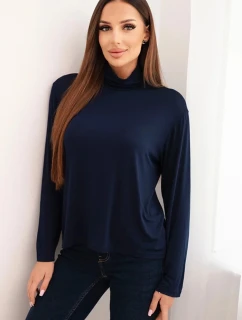 Dámska viskózna blúzka s rolákom a dlhými rukávmi granátová