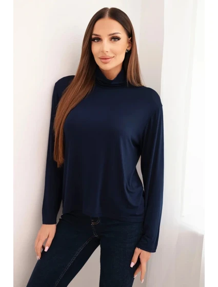 Dámska viskózna blúzka s rolákom a dlhými rukávmi granátová
