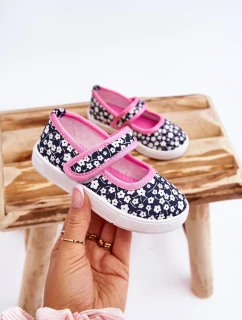 Dětské balerínky na suchý zip v námořnické modré a růžové model 21610936 - Boto