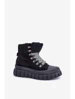 Dámské Zateplené Botky Trapery Na Platformě Černé model 21680175 - EVENTO Dámské Zateplené Botky Trapery Na Platformě Černé model 21680175 - EVENTO