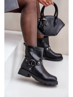 Botki Na Płaskim Obcasie Ocieplane Z Ozdobnymi Paskami Czarne Felilania Botki Na Płaskim Obcasie Ocieplane Z Ozdobnymi Paskami Czarne Felilania