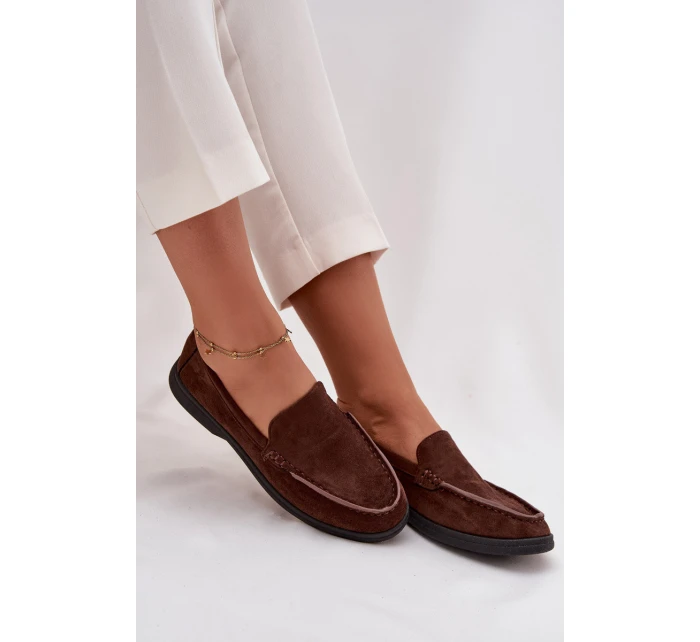 Mokasyny Damskie Z Eko Zamszu Czekoladowe Tynara