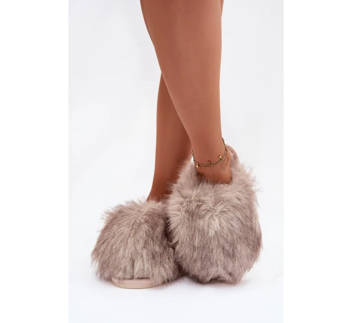 Kožešinové dámské pantofle béžové Iseline