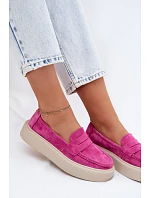 Mokasiny z pravé semišové kůže na platformě Vinceza Fuksja Mokasiny z pravé semišové kůže na platformě Vinceza Fuksja