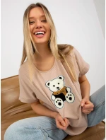 Dámská halenka LK BZ model 18309976 béžová - FPrice Dámská halenka LK BZ model 18309976 béžová - FPrice