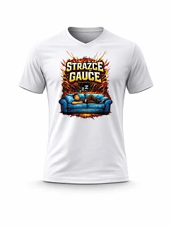 Pánské bavlněné tričko s potiskem - STRÁŽCE GAUČE - bílé