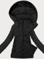 Ľahká čierna dámska prešívaná bunda s kapucňou J Style (16M9232-392)