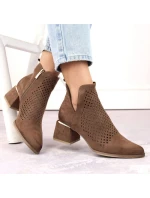 Semišové čižmy na podpätku Potocki W WOL213B hnedé