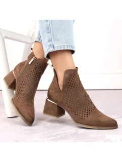 Semišové čižmy na podpätku Potocki W WOL213B hnedé