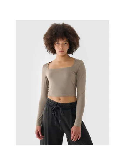 Dámské hladké tričko s dlouhým rukávem model 21431878 - 4F