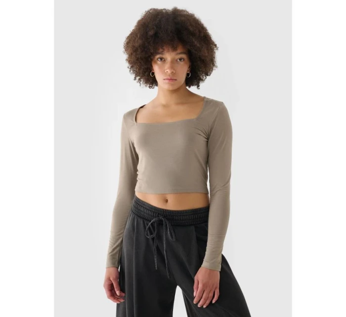 Dámské hladké tričko s dlouhým rukávem model 21431878 - 4F