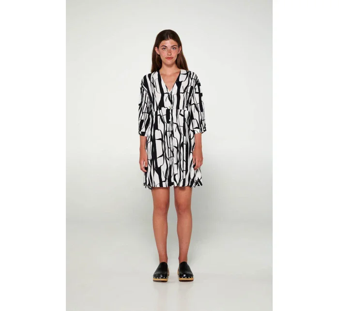 Šaty s potiskem a knoflíky model 19697567 - Vamp