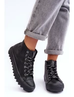Trampki Damskie Big Star Wysokie Ocieplane Czarne EE274110 Trampki Damskie Big Star Wysokie Ocieplane Czarne EE274110