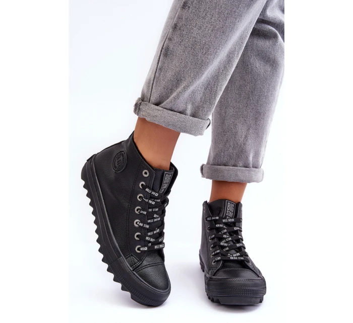 Trampki Damskie Big Star Wysokie Ocieplane Czarne EE274110 Trampki Damskie Big Star Wysokie Ocieplane Czarne EE274110