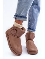 Ocieplane Damskie Śniegowce Z Ozdobą Ciemnobeżowe Siriol