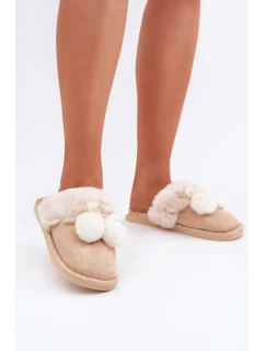 Kapcie Damskie Z Futerkiem Beżowe Nartani