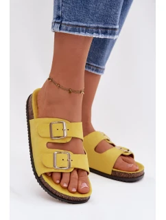 Dámské pantofle s přezkami Žluté Oliena
