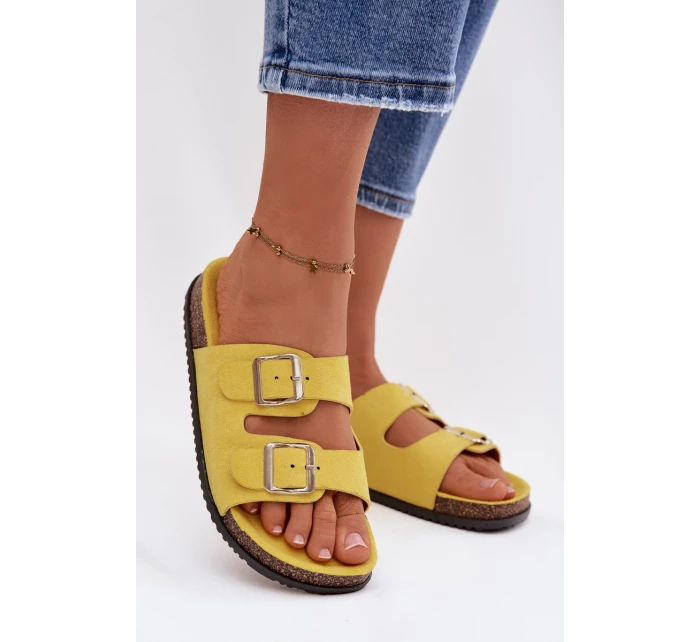 Dámské pantofle s přezkami Žluté Oliena