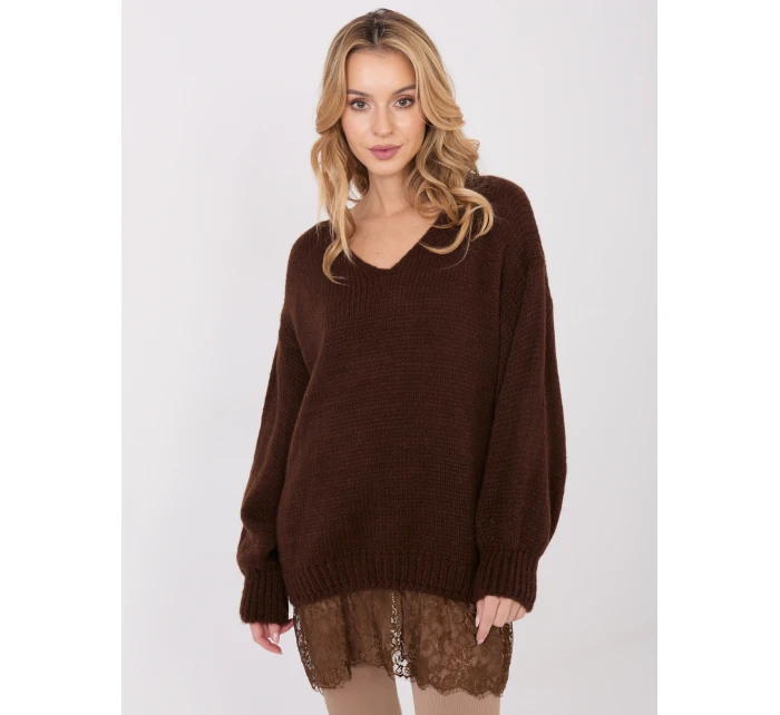 Sweter IN SW model 21782403 ciemny brązowy - FPrice