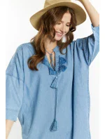 Džínové šaty s kapsami model 20069594 modré - Monnari