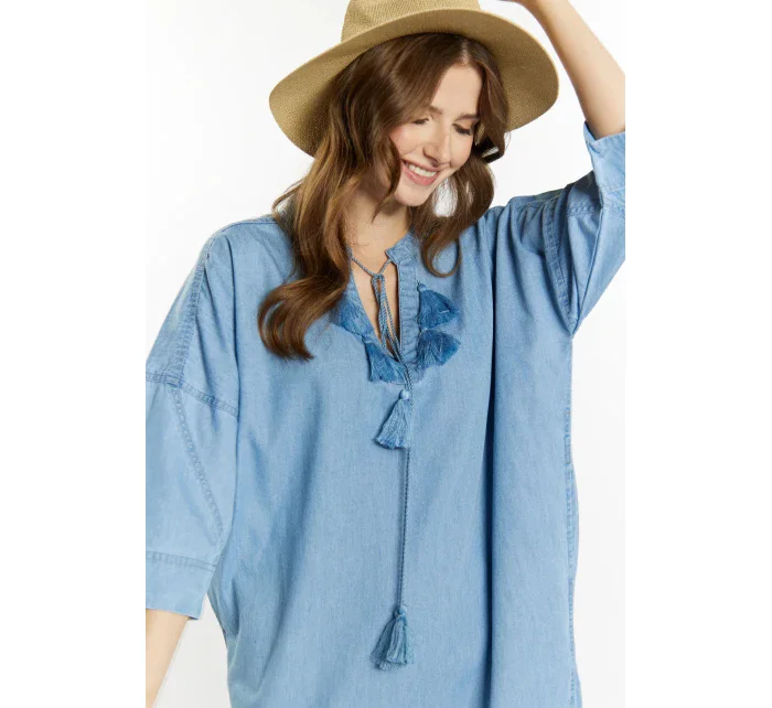 Džínové šaty s kapsami model 20069594 modré - Monnari