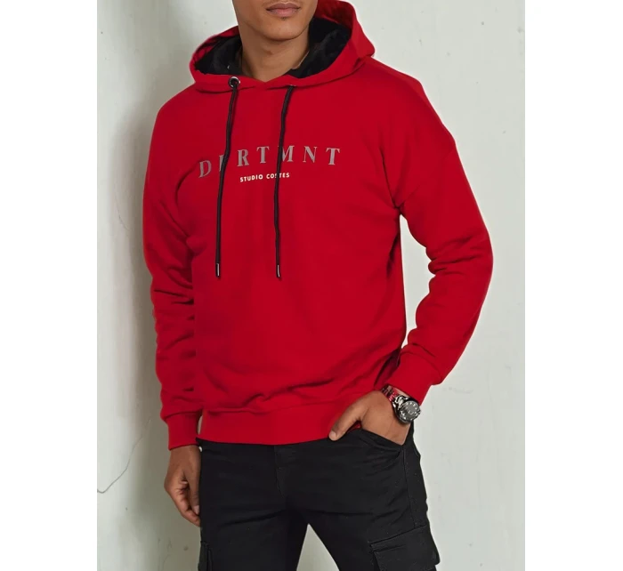 Pánska červená mikina s potlačou FashionStreet BX5681