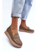 Kožené polobotky na platformě s ozdobou model 21634887 - Boto